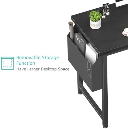 Lufeiya 39 inch Computer Desk with Power Outlet, 40 inch Teen Study Table Home Office Work Writing Desks with Charging Station Outlets Built in, Black - Image 7