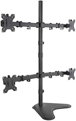 Mount-It! Quad Monitor Stand for 4 Screens up to 32", Free Standing Multi Monitor Desk Mount, Height Adjustable 34.8", 17.6 lbs Each, VESA 75x75 100x100, Steel 4 Monitor Stand, MI-2784 by Mount-It
