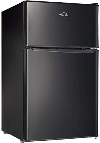 Walsh Compact Refrigerator, Dual Door Mini Fridge, Energy Efficient, Adjustable Mechanical Thermostat with Freezer, Reversible Doors with Leveling Front Legs, 3.1 Cu Ft, Black by Walsh