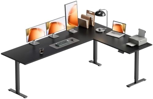 OffiGo 79 Inch Reversible L Shaped Electric Standing Desk, Black by OfficeGo-ForHomeOfficeWork