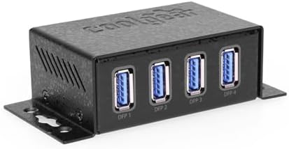 Coolgear 3.2 Gen 1 USB Hub - 4 Port USB Hub with 5Gbps Data Transfers, Mountable Metal Housing, 5V Power Adapter, ESD Surge Protection, Bus or Self Powered by Coolgear