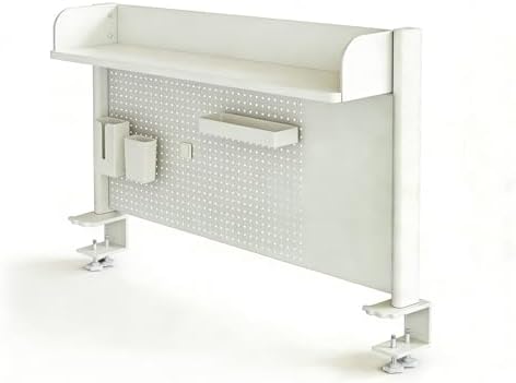 23.6 Inch Clip-on Desktop Organizer Bookshelf with Pegboard, Desk Shelf Organizer, Multipurpose Computer Desk Desktop Bookshelf, Desk Extender Pegboard Clamp, Desktop Display (White) by Unknown