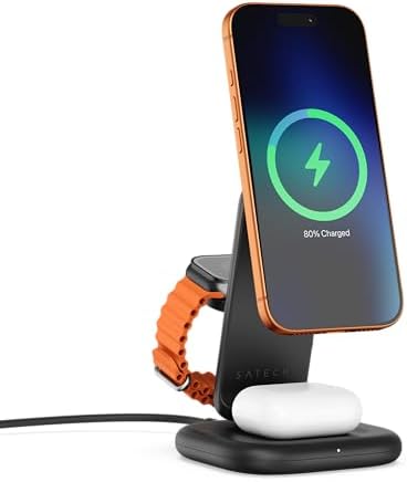 Satechi 3-in-1 Qi2 Foldable Stand, Wireless Charging Station, Space Black by Satechi
