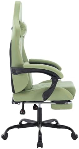 Gaming Chair with Footrest Ergonomic Computer Chair Massage Lumbar Cushion, Racing Video Game Chair Adjustable Rocker Recliner Executive Office Desk Chair Pu Leather for Adults, Green - Image 6