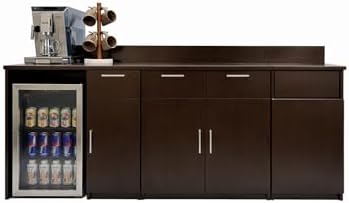 BREAKtime Breakroom Cabinet with Mini Fridge Space, 2-Door Storage & Trash Bin, Fully Assembled, 90" W x 24" D x 36" H, Trash Bin Included, Appliances Not Included, Espresso - Image 5