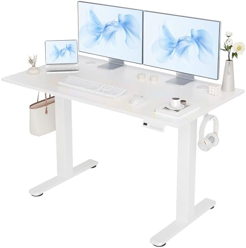 Claiks Electric Height Adjustable Standing Desk, 48x24 Inch, Cold White by CLAIKS