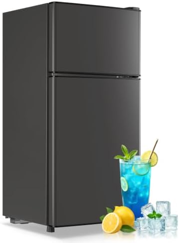 Mini Fridge with Freezer Small Refrigerator for Dorm Dark Gray by TACOOL
