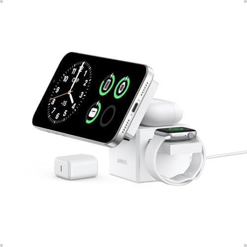 Anker 3-in-1 Cube MagSafe Compatible Qi2 15W Foldable Charging Station by Anker