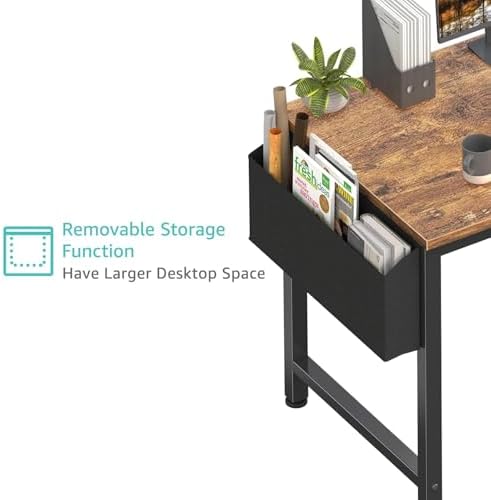 Lufeiya Gaming Desk with Power Outlet, 55 inch Teen Study Table Home Office Work Writing Computer Desks with Charging Station Outlets Built in, Brown - Image 6