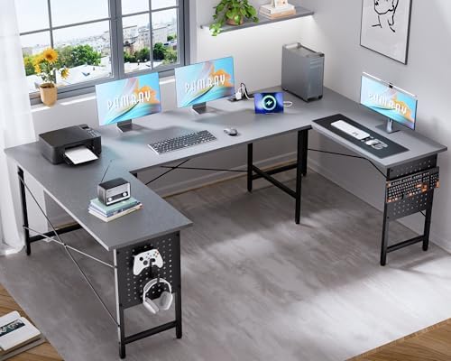 Pamray 71 Inch Large Gaming Desk with Power Outlets U Shaped Computer Desk by PAMRAY