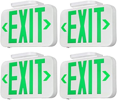 TORCHSTAR 4-Pack Green Letter LED Exit Sign with Battery Backup, White by TORCHSTAR