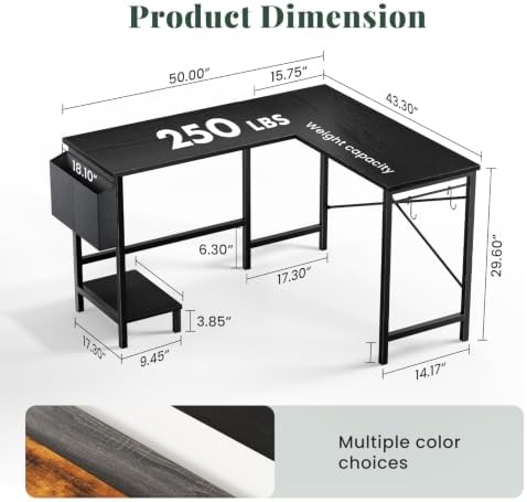 L Shaped Computer Gaming Desk with PC Stand for Home Office - Image 2