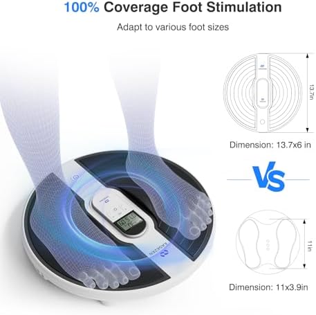 EaseZen EMS Foot Massager for Neuropathy, Rechargeable TENS & EMS Foot Circulation Stimulator for Pain Relief, 10 Modes & 20 Intensities, 2 Body Pads, Relieve Swelling, Cramps, RLS - Image 5
