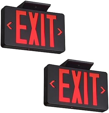 TANLUX Red Exit Sign with Black Housing, LED Emergency Exit Light with Battery Backup, UL Listed, Hardwired Exit Signs with Emergency Lights, Commercial Emergency Lights for Business - 2 Pack by Unknown