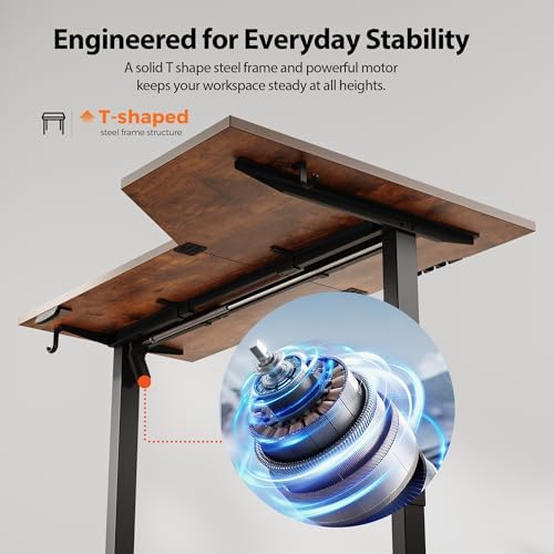 Agilestic 63 x 35 Inch Corner L Shaped Electric Standing Desk, Rustic Brown - Image 5