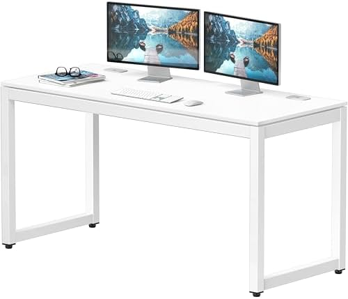 SHW 55-Inch Commercial-Grade Office Computer Desk, White by SHW