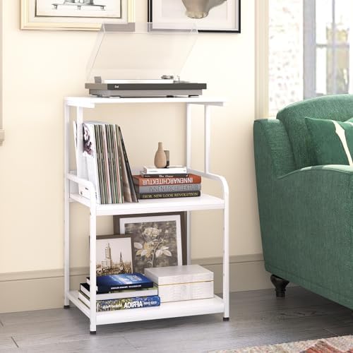 Arbuxzuy Printer Stand with Storage Shelf,3 Tier Printer Cart with Wheels,Mobile Printer Table for Home Office,Stands for Printer Heat Press Scanner Fax,Industrial Style (White) - Image 4