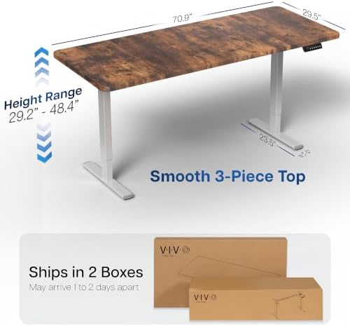 VIVO Rustic Vintage Brown 71 x 30 in Standing Desk, DESK-KIT-1G7N - Image 3