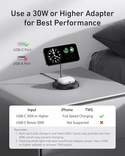 Anker MagGo 2-in-1 MagSafe Compatible Qi2 15W Wireless Charging Stand - Image 3