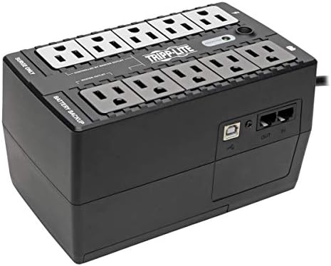 Tripp Lite 650VA UPS Battery Backup Surge Protector Efficient Energy-Star Certified, AVR, 8-Outlet Uninterruptible Power Supply, Dataline Protection, 3-Year Warranty & $100,000 Insurance (ECO650UPSM) by TrippLite