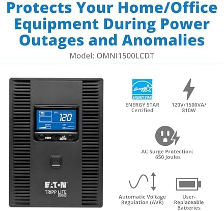 Eaton Tripp Lite OMNI1500LCDT 1500VA UPS 810W 10 Outlets 650 Joules AVR LCD - Image 4