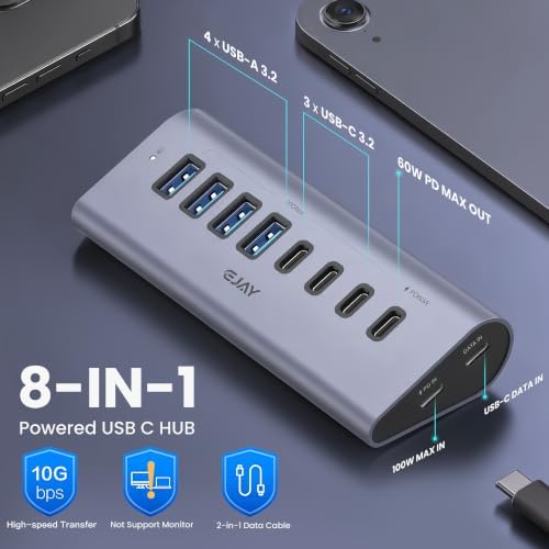 EJAY 8-in-1 USB-C Hub with Detachable Cable - Image 3