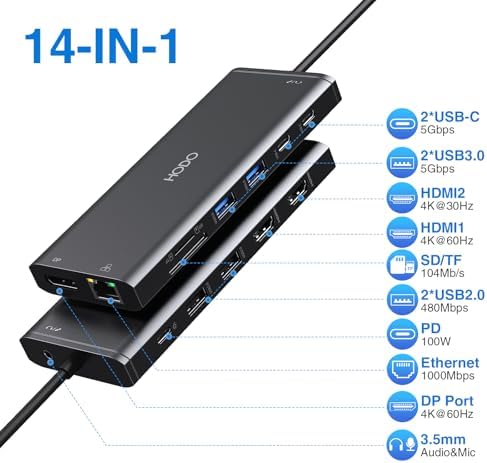 USB C Docking Station Dual Monitor for HP,Laptop Docking Station 3 Monitors - Image 2