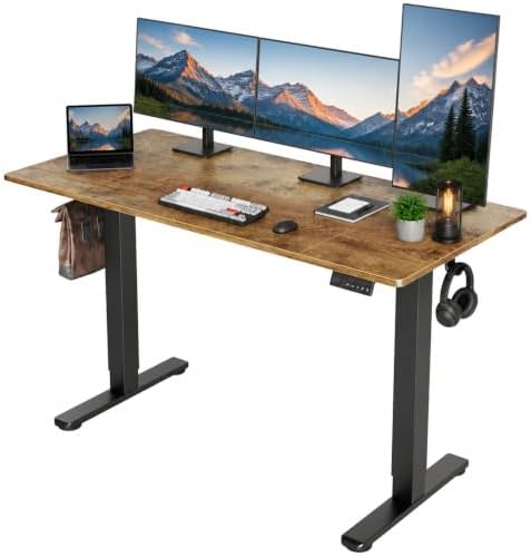 Claiks Electric Standing Desk 55x24 Inch Adjustable Desk, Rustic Brown by CLAIKS