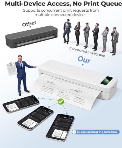 TATTMUSE AirPrint Wi-Fi Inkless Portable Printer for Travel, 8.5x11, White - Image 4