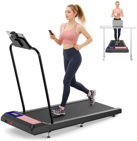 Walking Treadmill Pad with Incline Handle Bar, Silent and Foldable Fitness Equipment, Treadmill with 4-in-1 Modes, Easy Assembly, Portable Home Gym Equipment by XVCAS