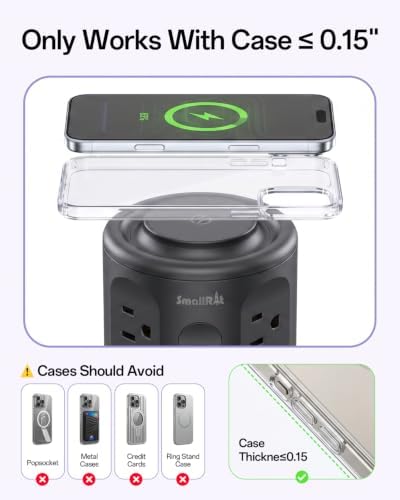 Power Strip with USB Ports,Extension Cord with Multiple Outlets (12AC+3A+2C), 6.5 FT Desk Black Power Strip Tower Charging Station for Home, Office, College Dorm Essentials - Image 4