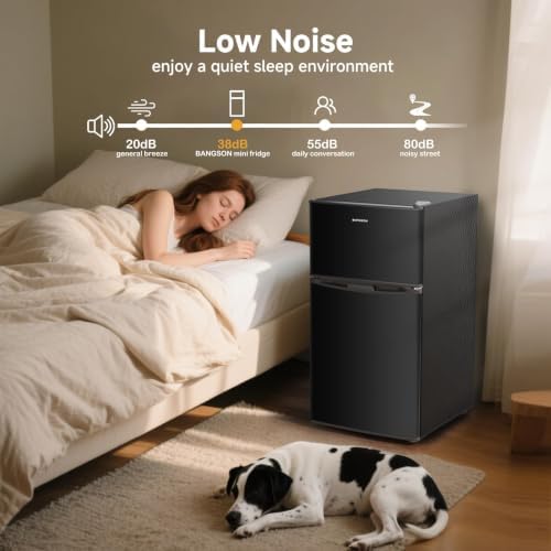 BANGSON 3.2 CU.FT Mini Fridge with Freezer for Bedroom Office Black - Image 5