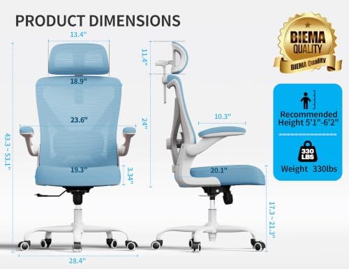 Ergonomic Office Chair: Mesh Desk Chair Comfy with Headrest& Lumbar Support - Image 2