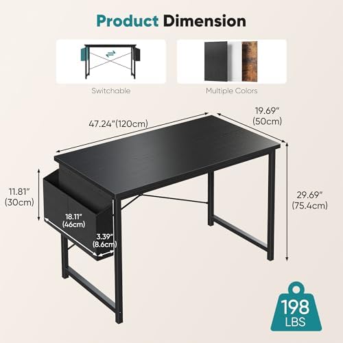 OLIXIS Computer Desk, 47 Inch Gaming Desks for Home Office Small Spaces - Image 3