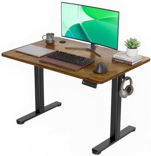 Claiks Electric Height Adjustable Standing Desk, 35x20 Inch, Rustic Brown by CLAIKS