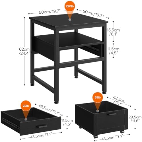 HOOBRO Mini Fridge Stand, Mini Fridge Stand with Wooden Drawers and Shelf - Image 2