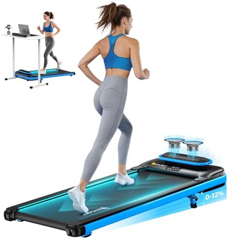 OWLSKY Walking Pad & App, 2 in 1 Under Desk Treadmill for Home & Office, 2.5 HP Quiet Mini Treadmill Max 250 lbs with Remote Control & LED Display, Compact Tapis Roulant (Blue) by Owlsky