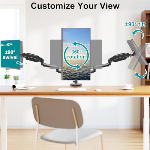 MOUNT PRO Triple Monitor Mount for 13-27 inch Screens, 3 Monitor Desk Mount, Height Adjustable Triple Display Stand, Full Motion Three Computer Arm Hold up to 17.6lbs Each, VESA 75x75, 100x100 - Image 5