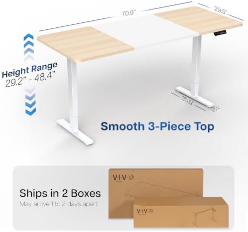 VIVO White/Light Wood 71 x 30 in Standing Desk, DESK-KIT-1W7WC - Image 3