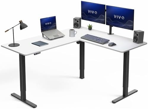 VIVO White 63 x 55 in Corner Standing Desk, DESK-E3CTBW by VIVO