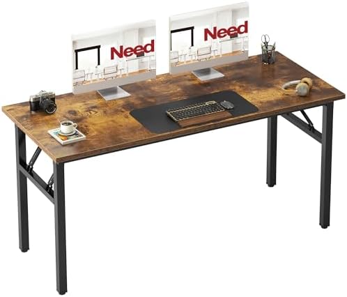 Need Office Computer Desk 54.3 Inch Sturdy Folding Laptop Table Retro by Need