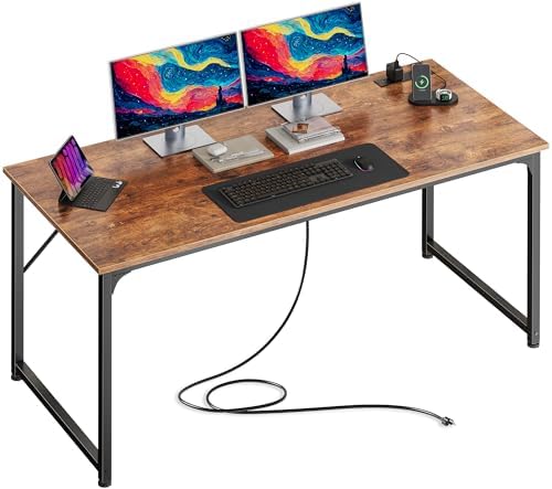 PRAISUN 54 X 24 Inch Deeper Desk with Power Outlets by PRAISUN