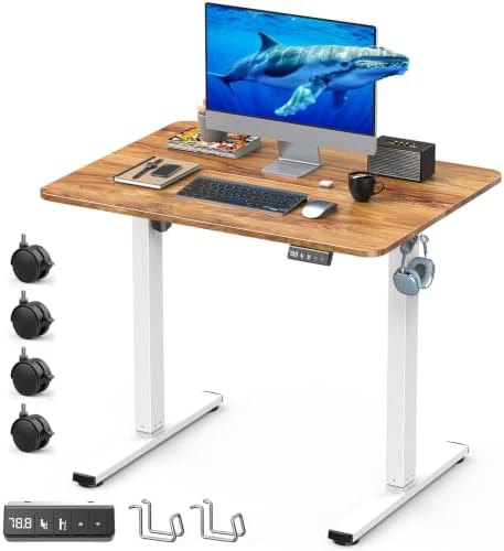 32" Small Rolling Electric Standing Desk Adjustable Height for Home Office by XyndyxErgonomicDesign