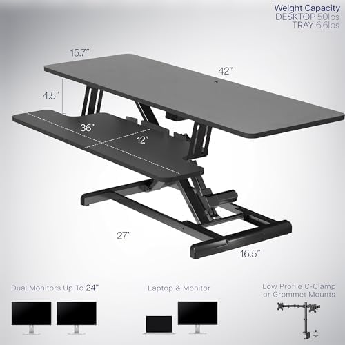 VIVO Black 42 inch Electric Desk Converter, DESK-VE42B - Image 3