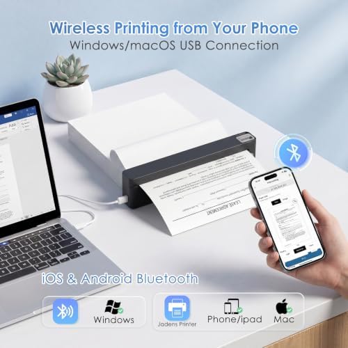 JADENS Portable US Letter Thermal Printer with Bluetooth, Inkless Printing - Image 4