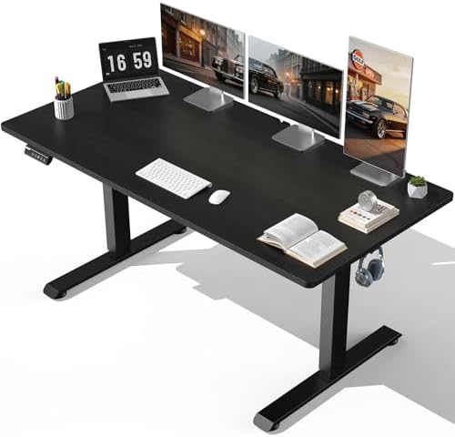 Veken 63"x28" Wider Large Standing Desk, Electric Height Adjustable, Black by Veken