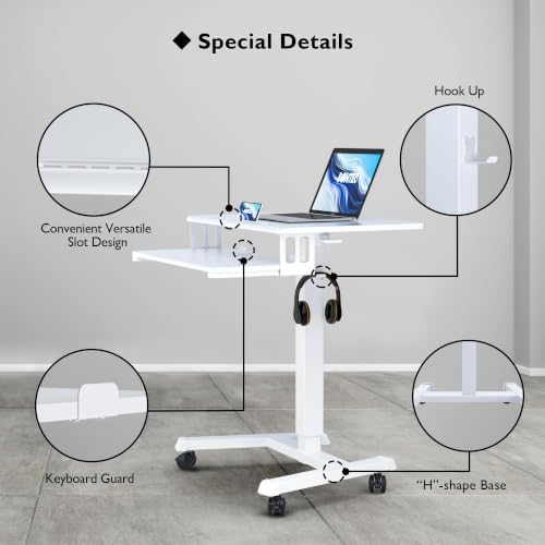 BONTEC Mobile Standing Desk with Keyboard Tray, Mobile Podium on Wheels - Image 5