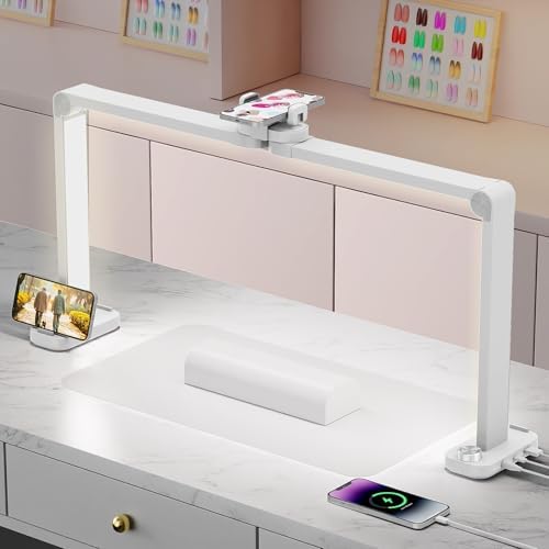 iVict Nail Desk Lamp, 34" Nails Tech Light with Phone Stand, 0-100% Adjustable Brightness, 3000K-6000K Color Temperature Led Desk lamp for Nail, Tattoos, Eyebrows, Beauty by iVict-LightUpYourReadingTime