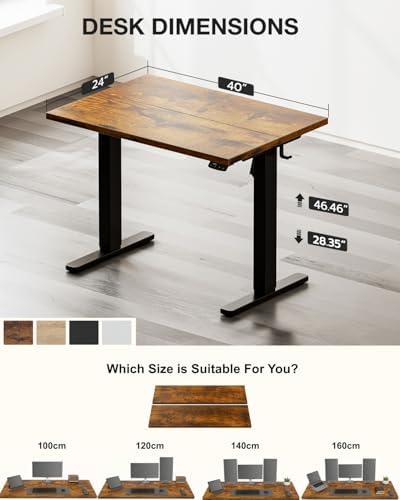 Acrolix 40x24 Electric Standing Desk with Cable Net, Rustic Brown - Image 2
