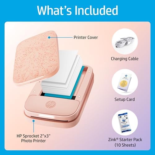 HP Sprocket Portable 2x3 Instant Photo Printer (Blush Pink) Zink Paper Bundle - Image 5